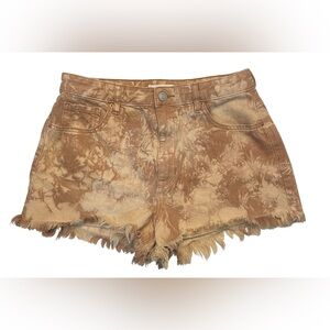 PacSun Brown Tie-Dye Frayed Hem Jean Shorts